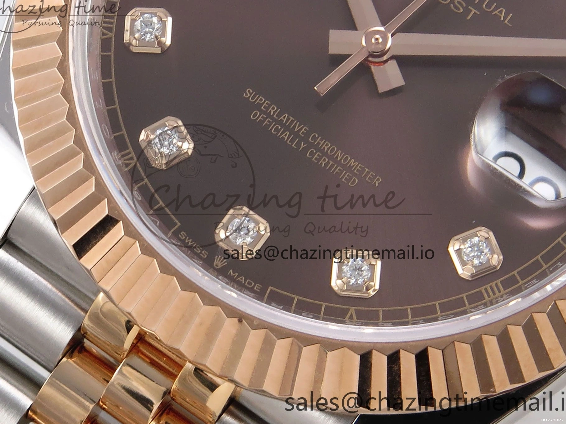 0130 DateJust 41 126331 ARF 1:1 Best Edition 904L Steel Brown Diamonds Dial on SS RG Jubilee Bracelet SH3235（Gain Weight） Thermal 1111